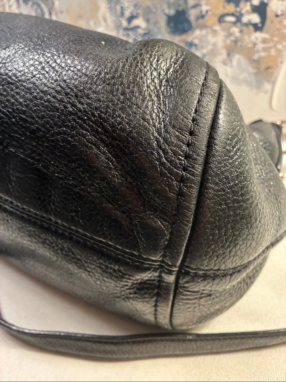 Genuine Kate Spade Black Slouchy Pebbled Leather Shoulder Satchel